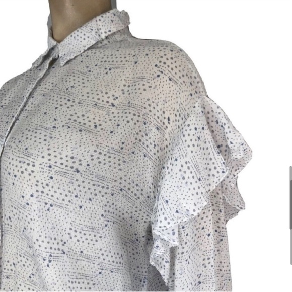 TWO BY VINCE CAMUTO White Ruffled High-Low Button Down Shirt - Picture 9 of 14